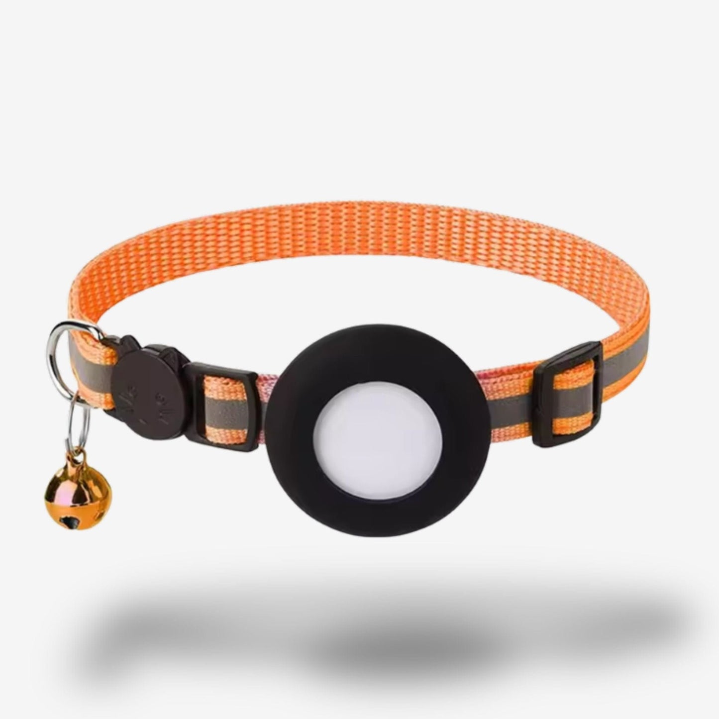 Collier GPS Chat <br> Orange Dynamique avec Détails Réfléchissants et Support Silicone Souple