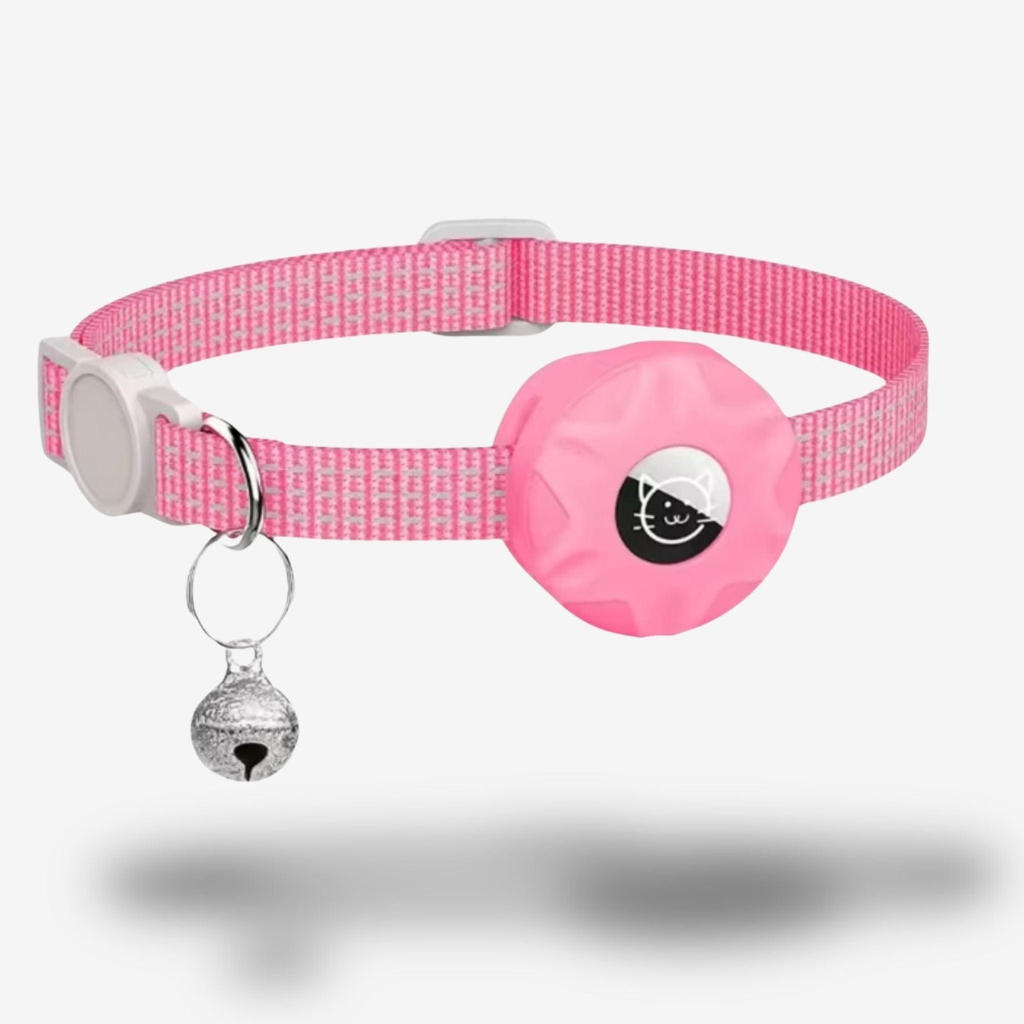 Collier GPS Chat <br> Rose Lumineux avec Effet Réfléchissant, Clochette Métallique et Support Refermable