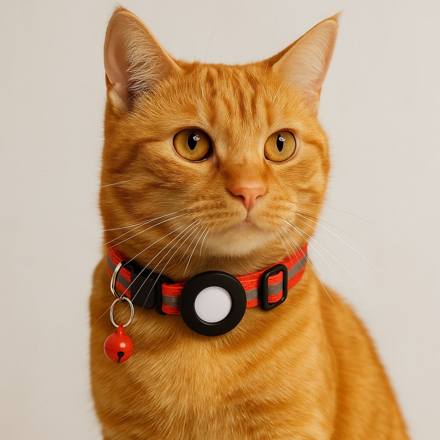 Collier GPS Chat <br> Rouge Réfléchissant pour Visibilité Maximale, avec Clochette et Support en Silicone
