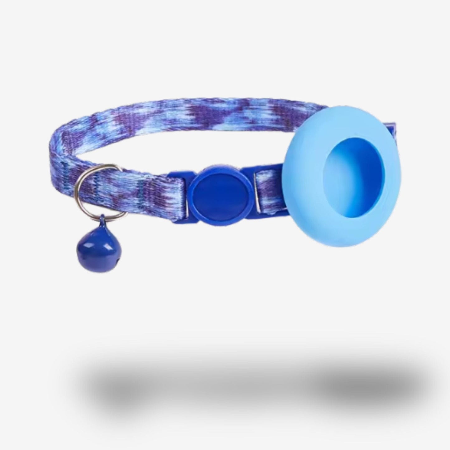 Collier GPS Chat <br> Vagues Bleues Apaisantes, Clochette et Support Ton sur Ton