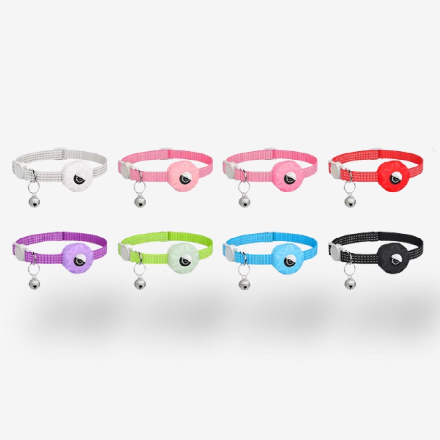 Collier GPS Chat <br> Vert Foncé Raffiné avec Clochette Métallique et Support Refermable