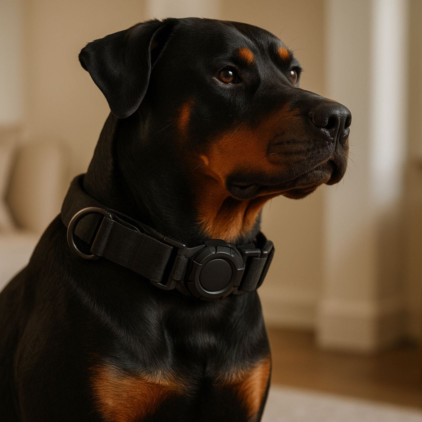 Collier GPS Chien <br> Collier Tactique Noir avec Boucle Métal, Épais et Résistant