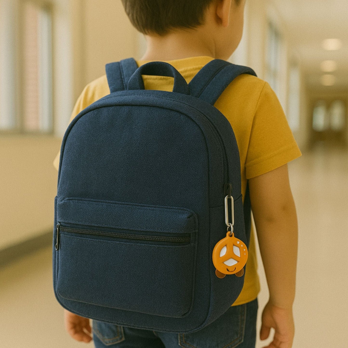 Traceur GPS Enfant <br> Bretzel Souriant en Silicone, Format Ludique avec Mousqueton