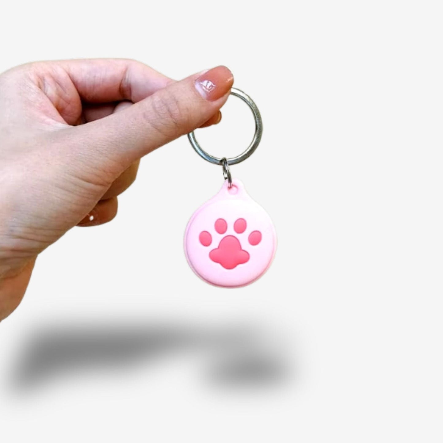 Traceur GPS Enfant <br> Patte de Chien Rose, Porte-Clés Doux en Silicone