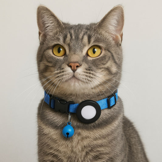 Collier GPS Chat <br> Bleu Foncé Chic avec Éléments Réfléchissants et Support Silicone
