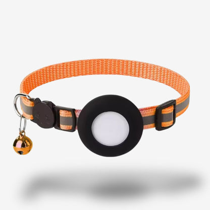 Collier GPS Chat <br> Orange Dynamique avec Détails Réfléchissants et Support Silicone Souple