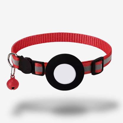Collier GPS Chat <br> Rouge Réfléchissant pour Visibilité Maximale, avec Clochette et Support en Silicone