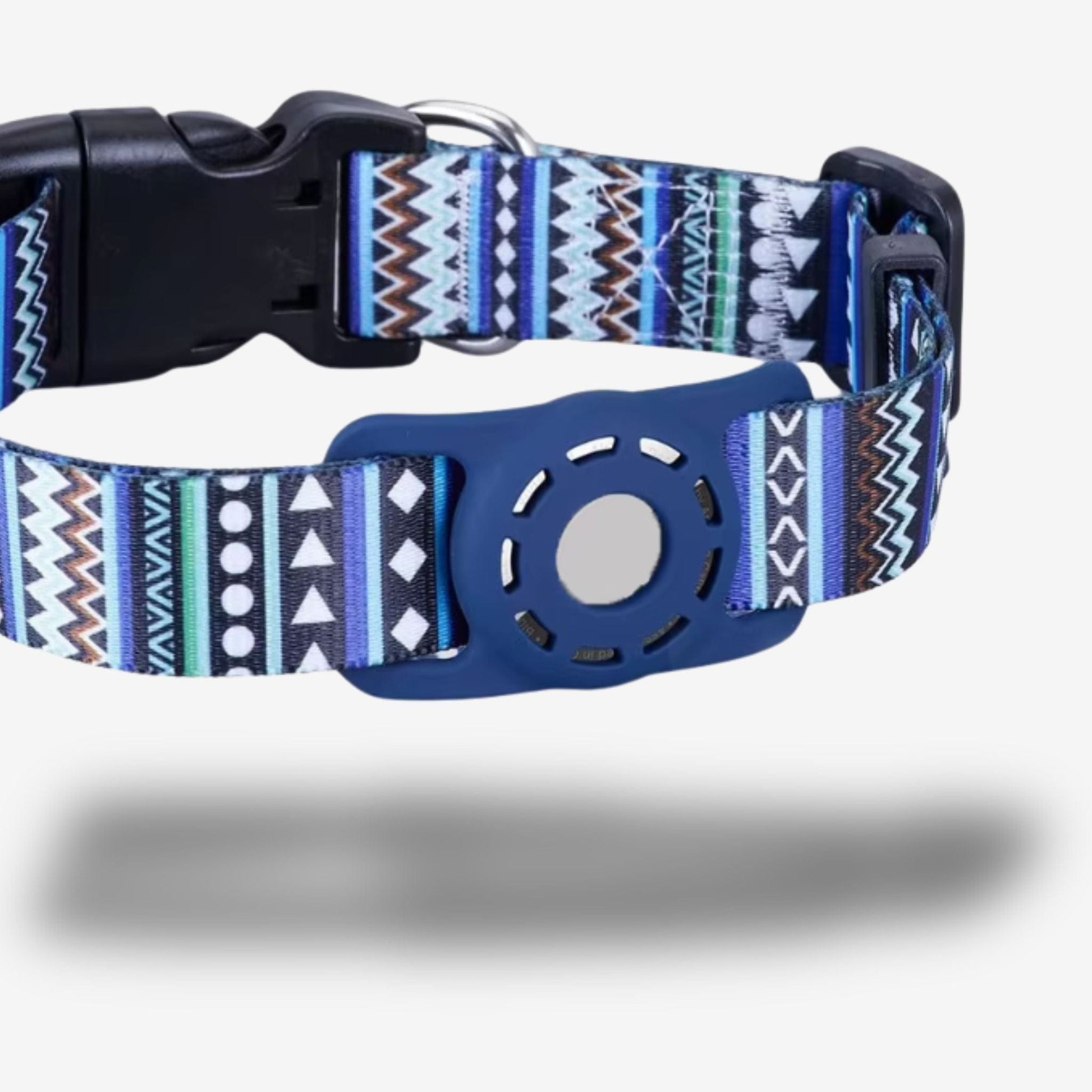Collier GPS Chien <br> Bleu Marine avec Pictogrammes Clairs, Design Graphique Chic