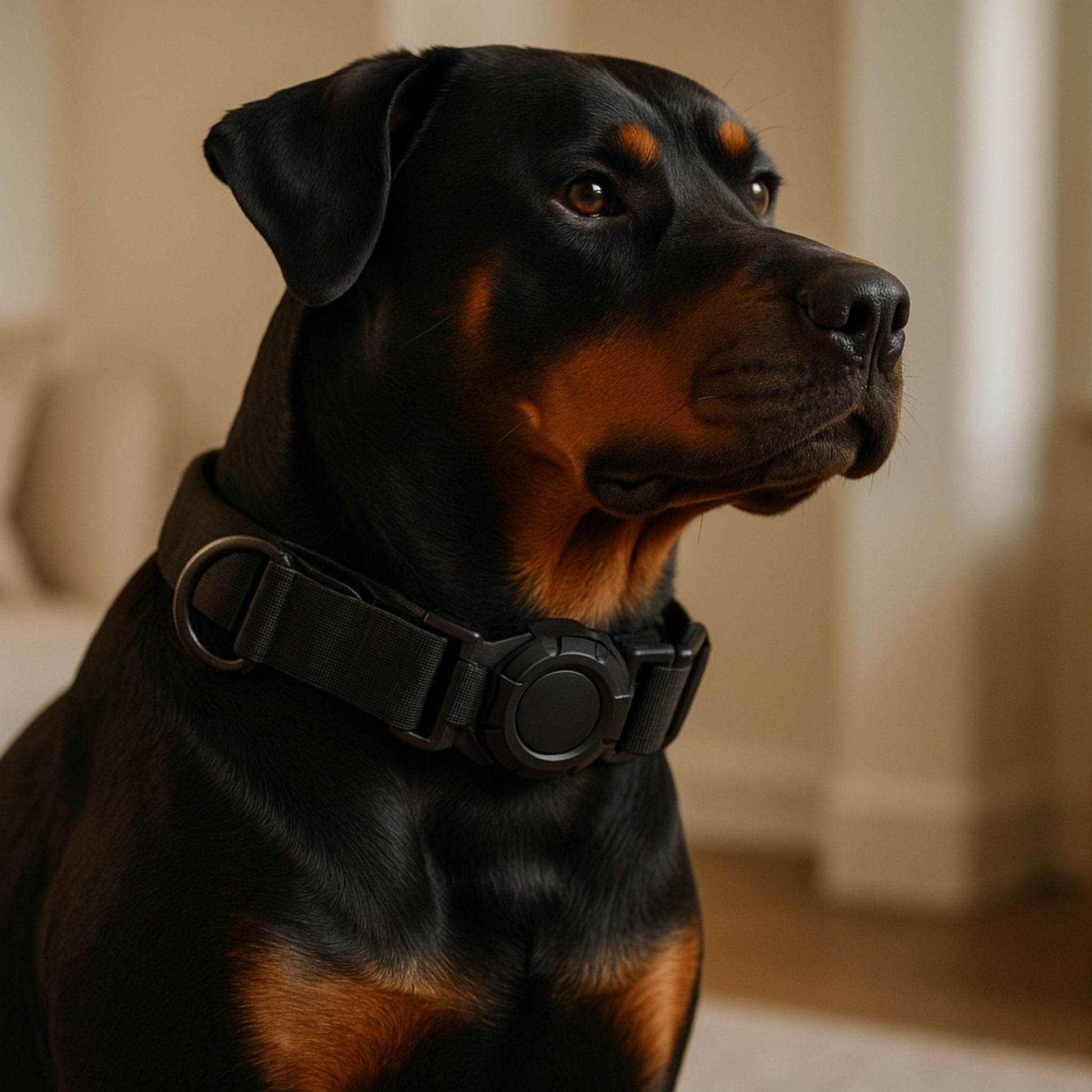Collier GPS Chien <br> Collier Tactique Noir avec Boucle Métal, Épais et Résistant