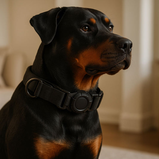 Collier GPS Chien <br> Collier Tactique Noir avec Boucle Métal, Épais et Résistant