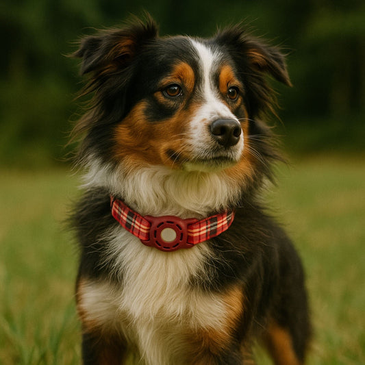 Collier GPS Chien <br> Look Chemise à Carreaux Rouge Foncé, Esprit Montagne