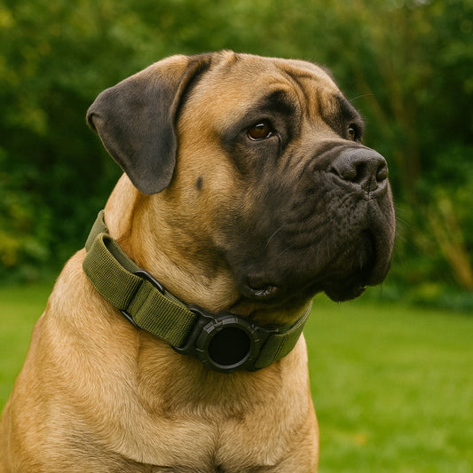Collier GPS Chien <br> Tactique Kaki Ultra-Résistant avec Boucle Métal, Look Militaire