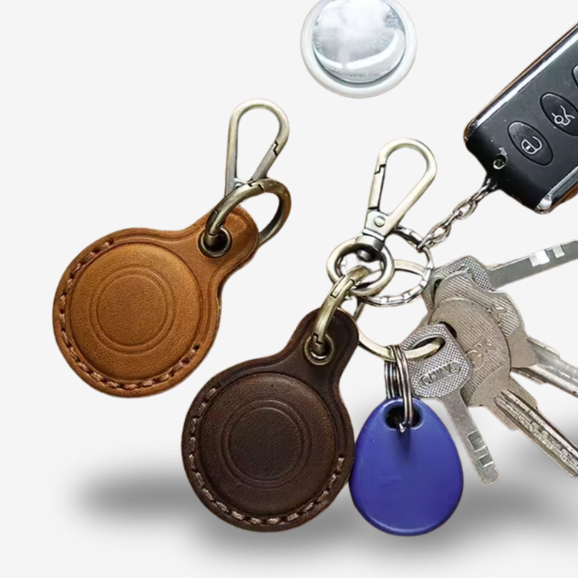 Porte Clés GPS <br> Ton Café Rétro en Cuir Haute Qualité