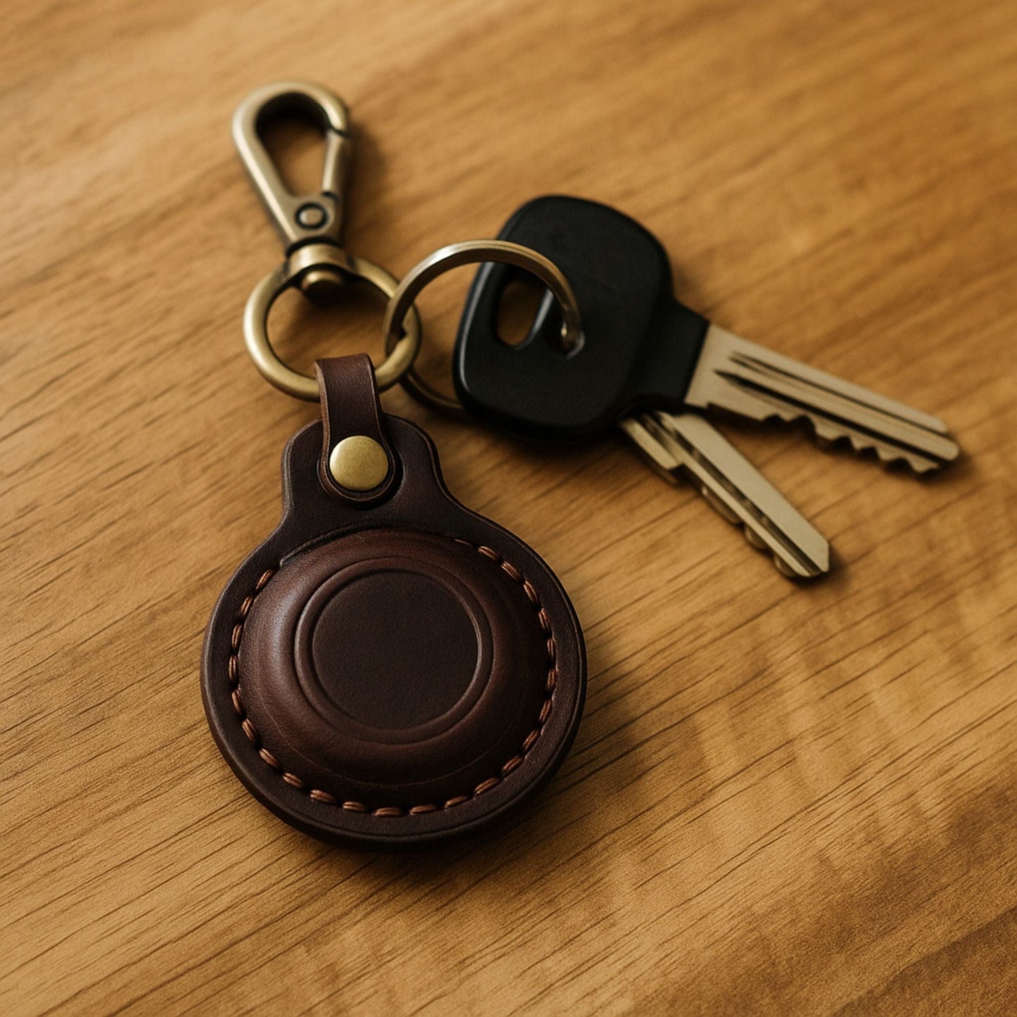 Porte Clés GPS <br> Ton Café Rétro en Cuir Haute Qualité