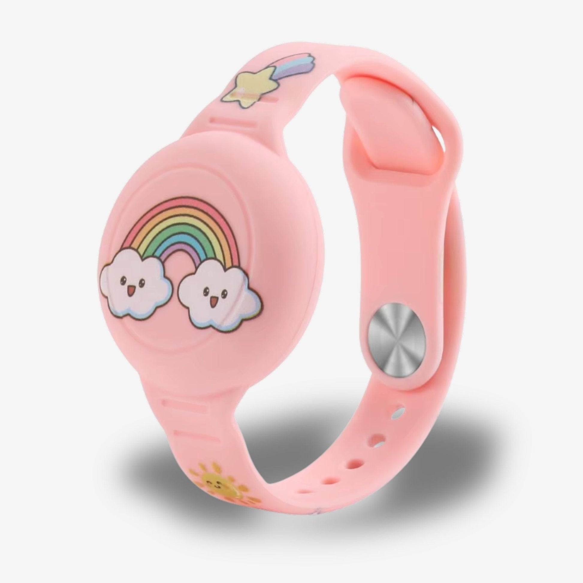 Traceur GPS Enfant <br> Bracelet Rose Silicone avec Motif Arc-en-Ciel