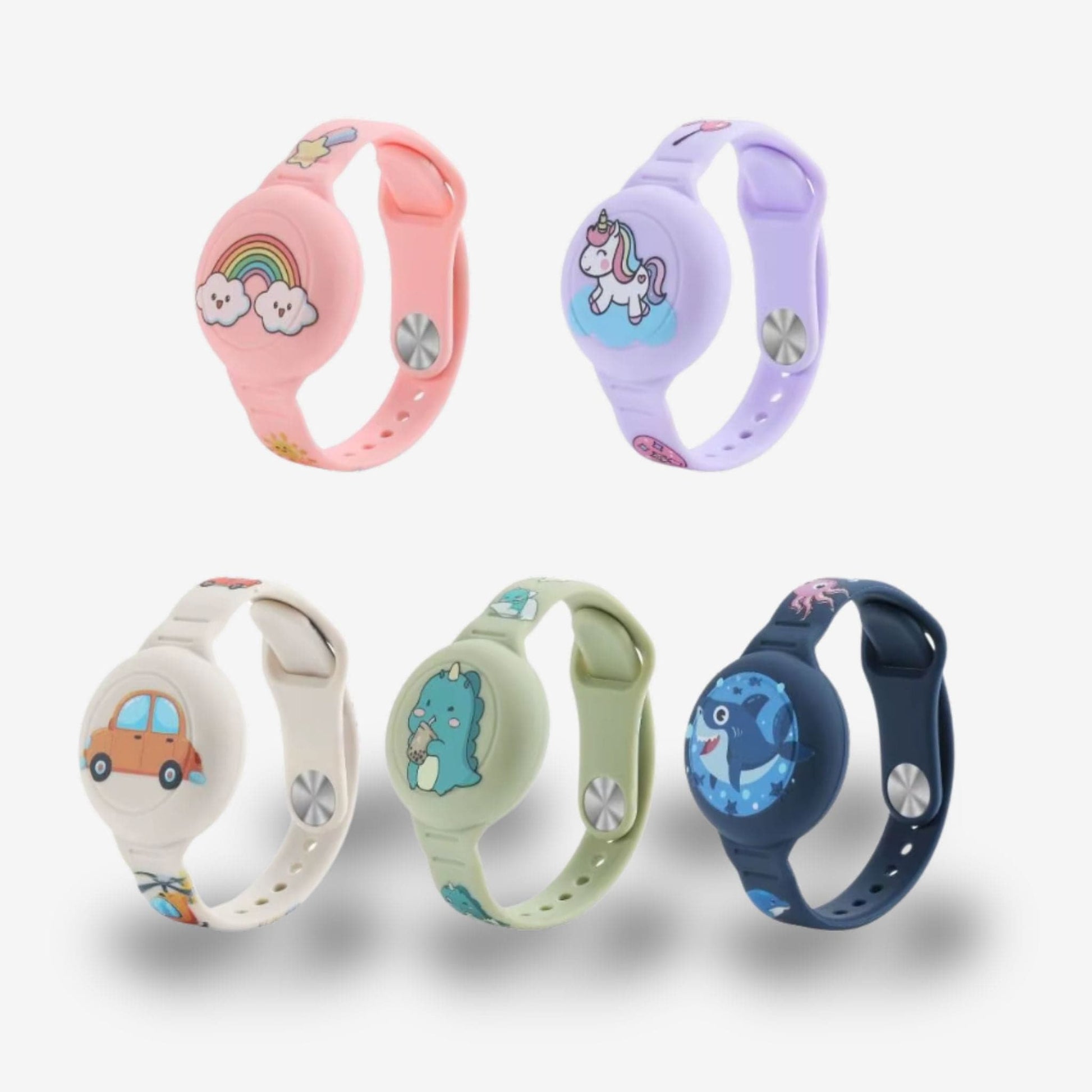 Traceur GPS Enfant <br> Bracelet Vert Silicone avec Dinosaure Dessiné