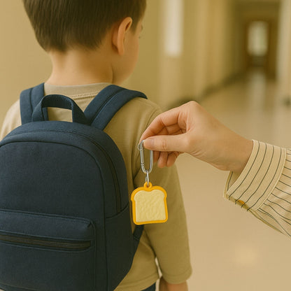 Traceur GPS Enfant <br> Brioche Tranchée Gourmande en Silicone avec Mousqueton