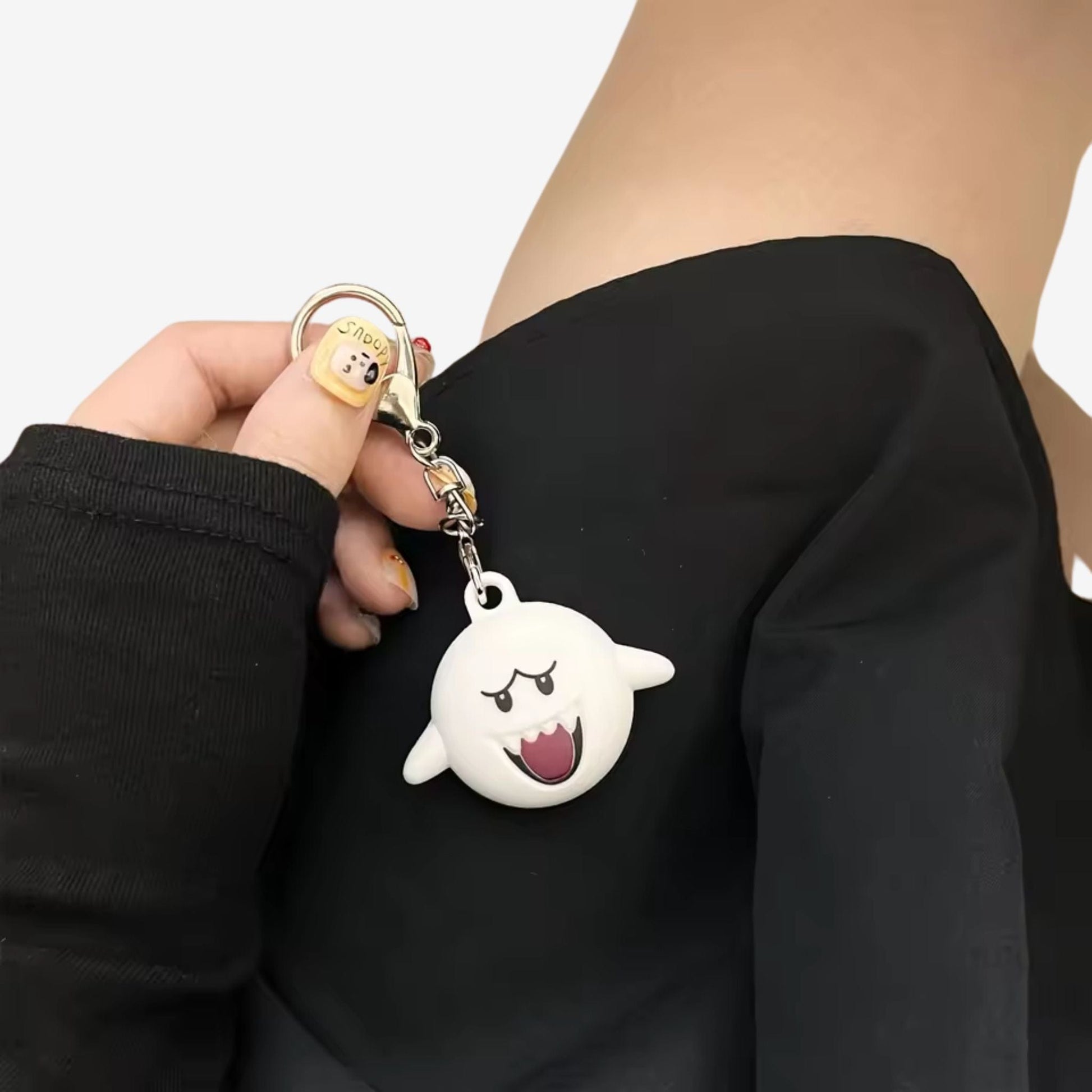 Traceur GPS Enfant <br> Fantôme Blanc Effrayant et Rigolo, avec Mousqueton en Silicone