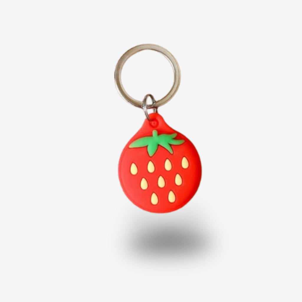 Traceur GPS Enfant <br> Fraise Gourmande, Porte-Clés en Silicone Rigolo