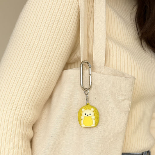 Traceur GPS Enfant <br> Ourson Jaune Mignon en Silicone avec Mousqueton