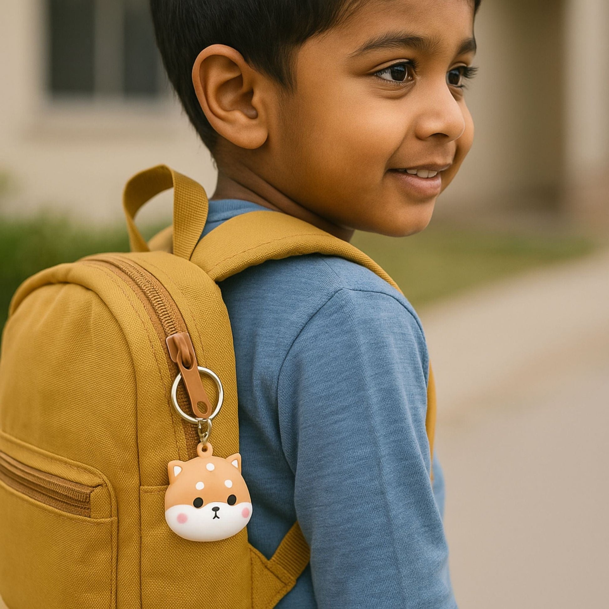Traceur GPS Enfant <br> Petit Renard Stylisé, Porte-Clés en Silicone Doux