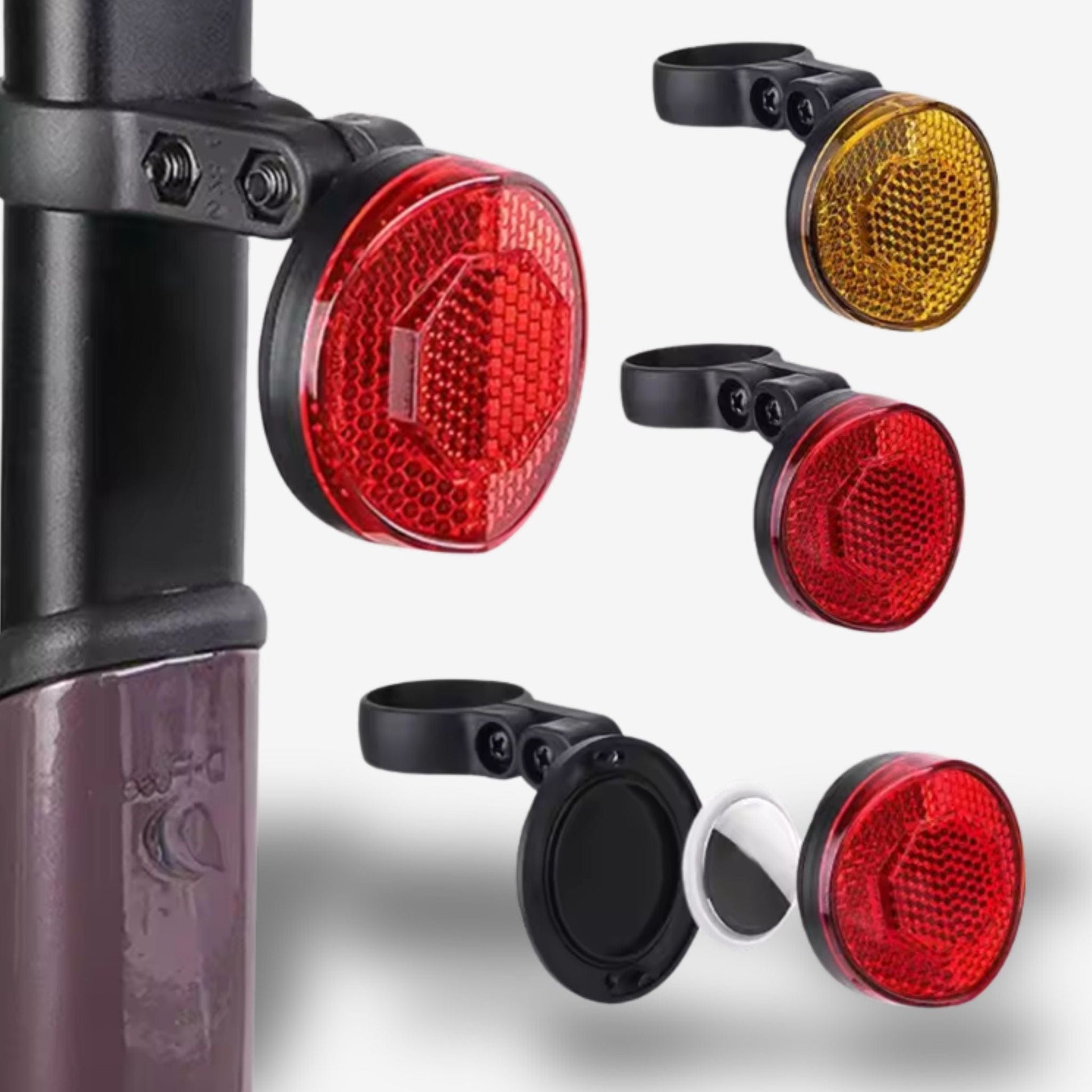 Traceur GPS Vélo <br> Feu Arrière Rouge Réfléchissant avec Support Caché pour Balise GPS