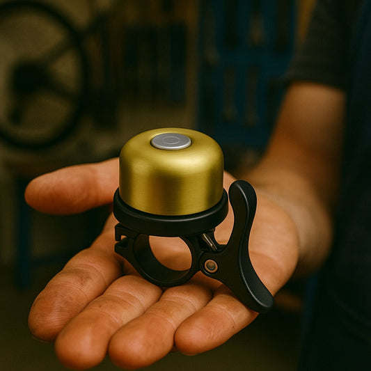 Traceur GPS Vélo <br> Sonnette Dorée Élégante avec Compartiment GPS Caché pour Vélo Urbain ou Électrique